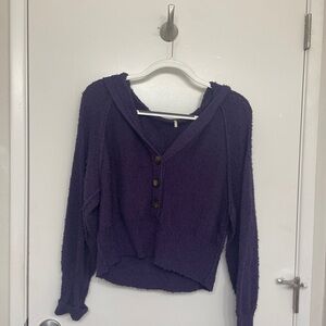 Free People Purple V-Neck Sweater